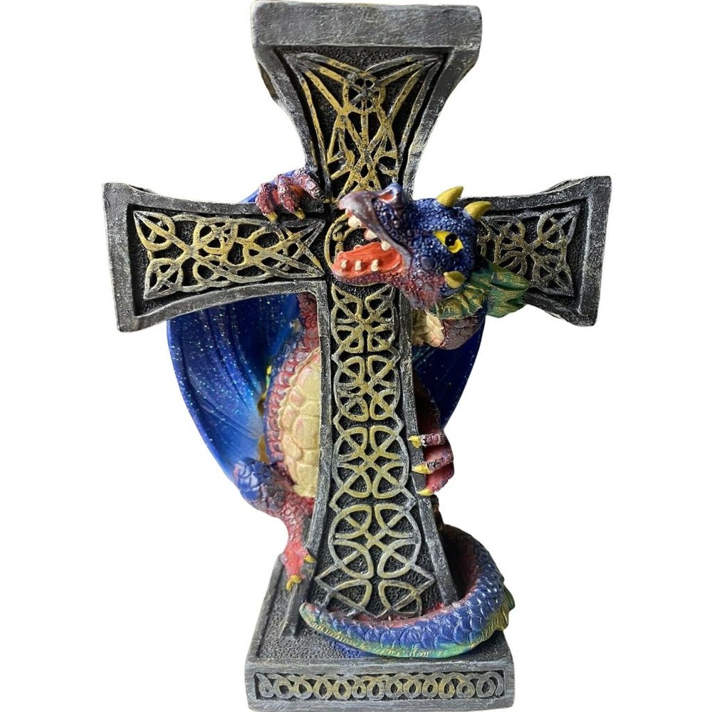 Youngs dragon celtic cross tealight multi color candle light